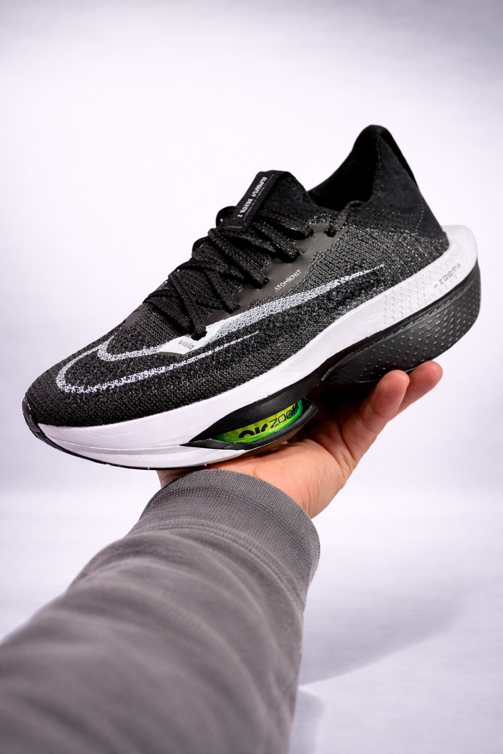 Nike Air Zoom Performance Running Shoes – Black/White with Visible Air Unit - Image 2
